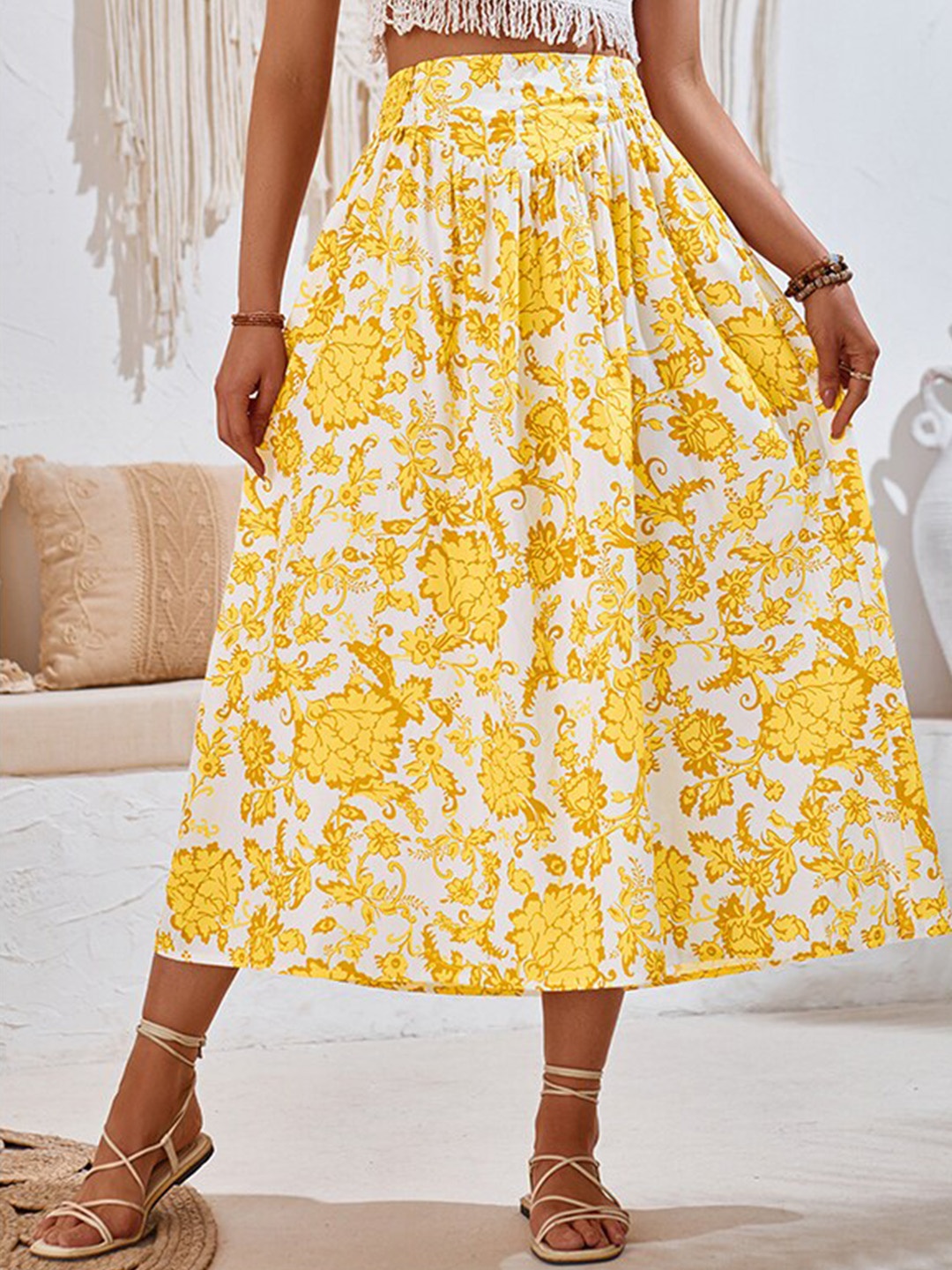 

StyleCast Printed Straight Midi Skirt, Yellow