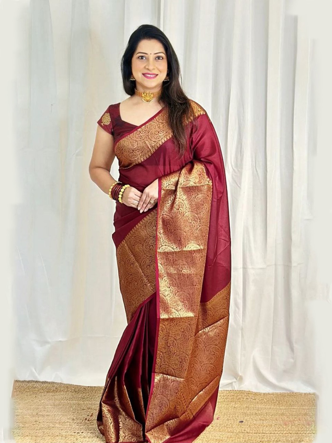 

Areca Designer Zari Banarasi Saree, Maroon