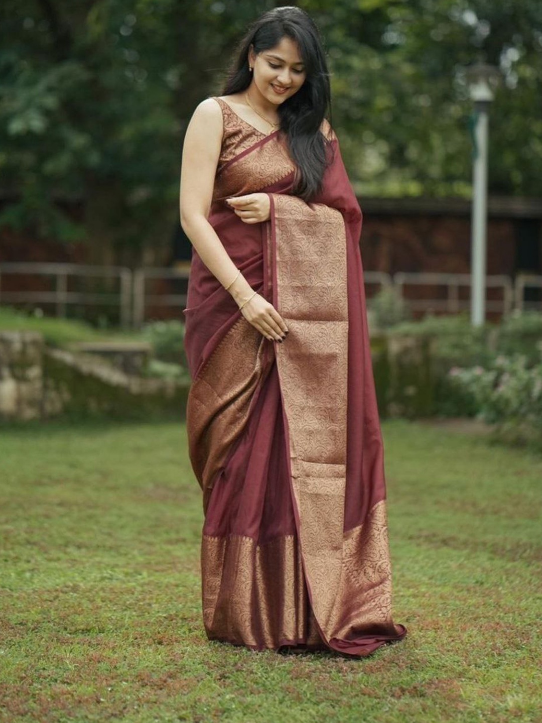 

Areca Designer Zari Banarasi Saree, Maroon