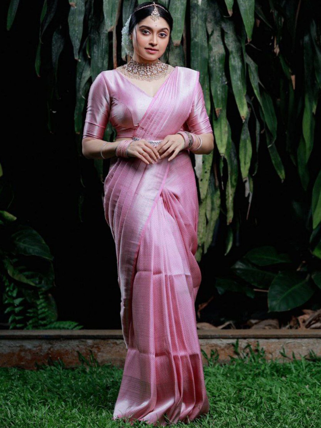 

Areca Designer Woven Design Zari Banarasi Saree, Pink