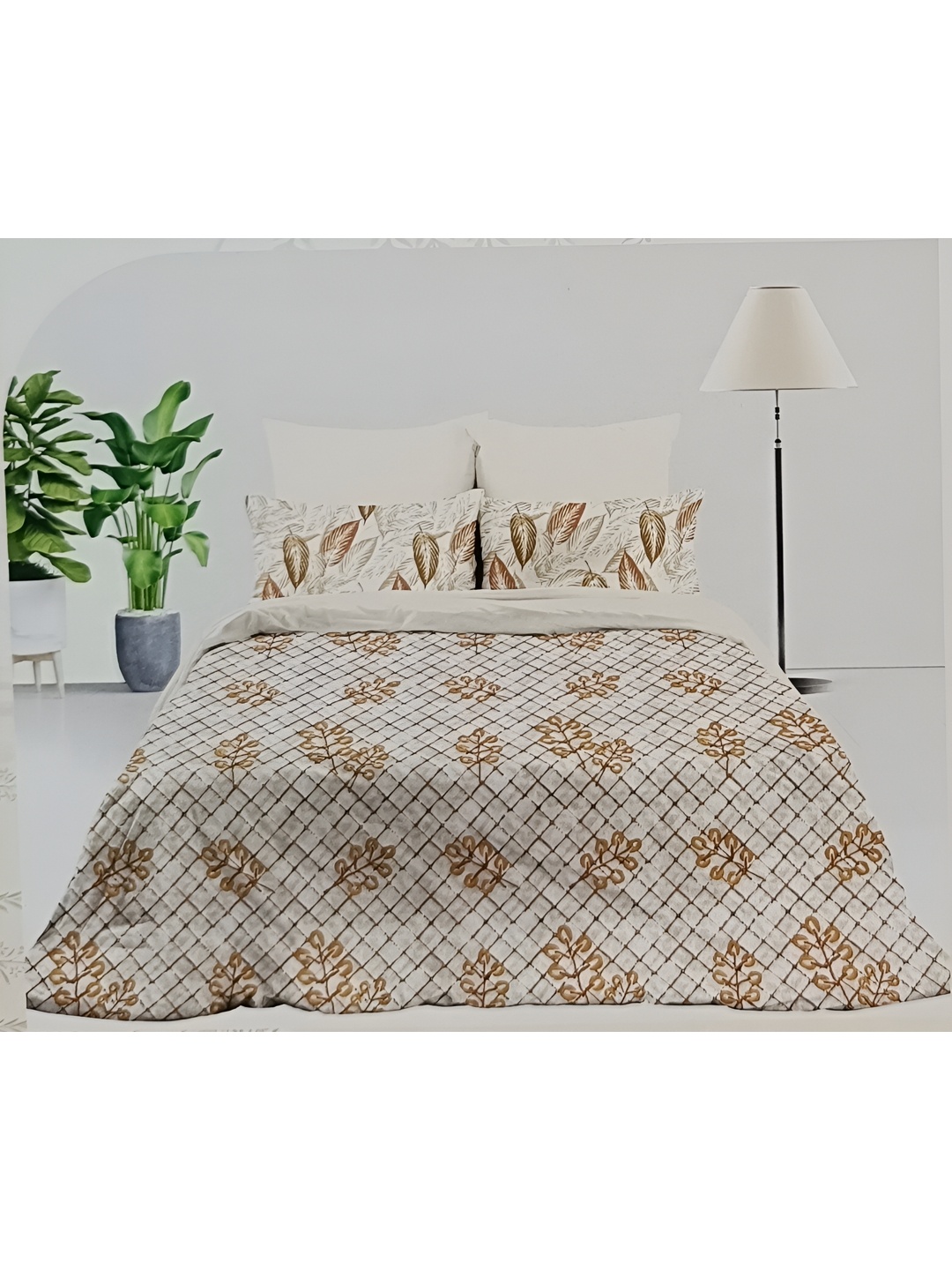 

Signature Brown & White Ethnic Motifs 180 TC Queen Bedsheet with 2 Pillow Covers