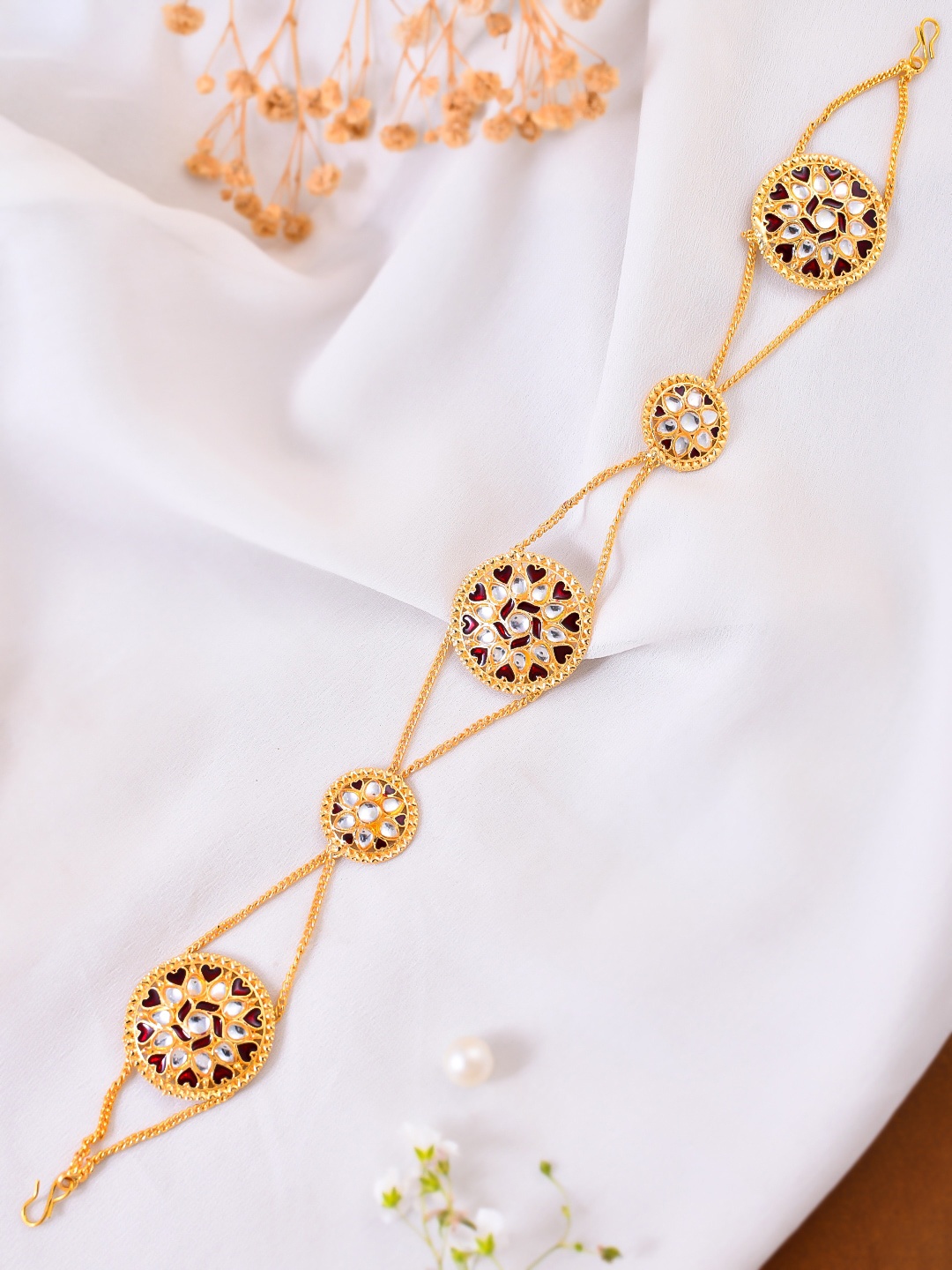 

Silvermerc Designs Gold-Plated Kundan Studded Sheeshphool Head Jewellery