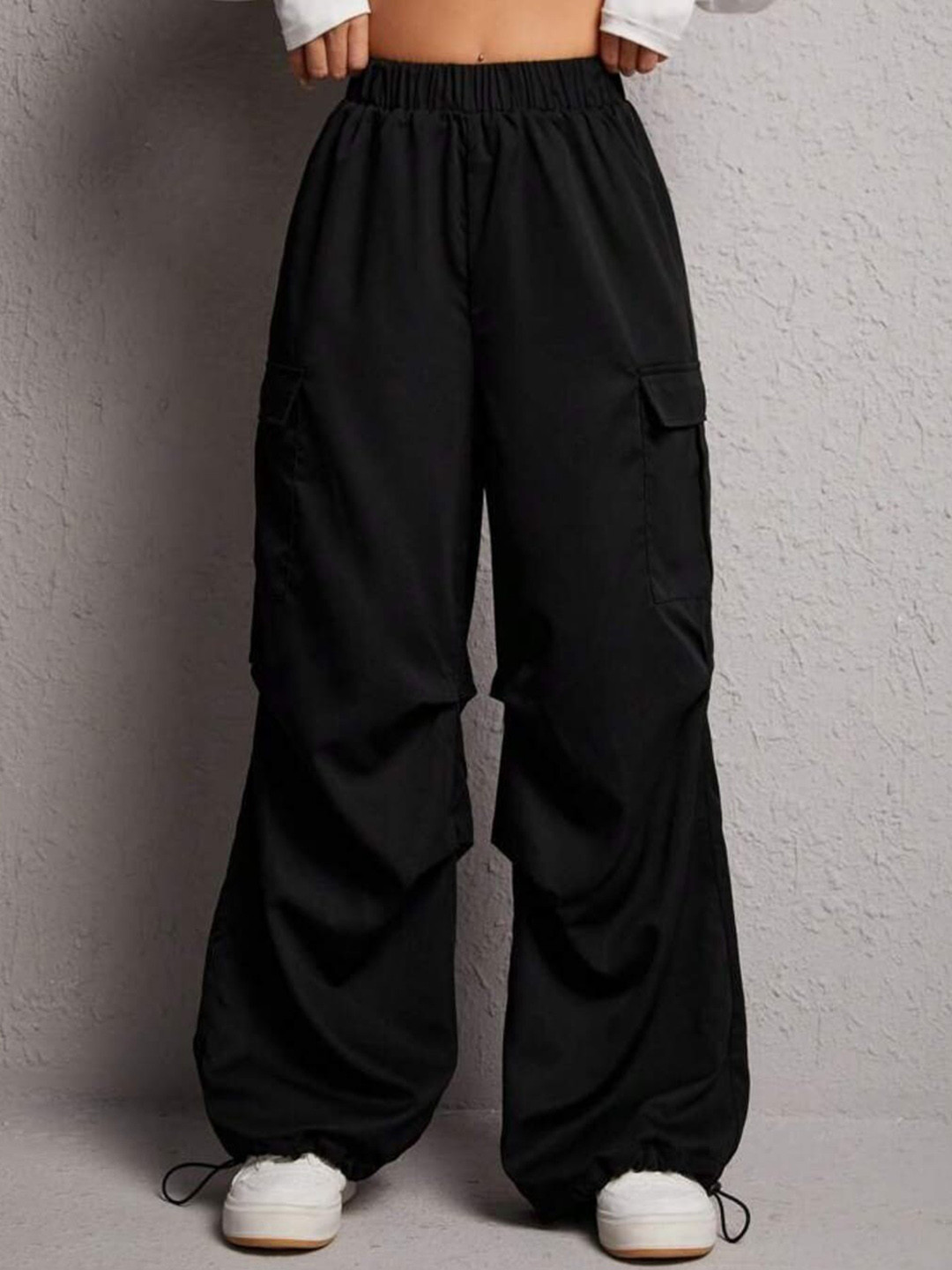 

Next One Women Baggy Fit Parachute Trousers, Black
