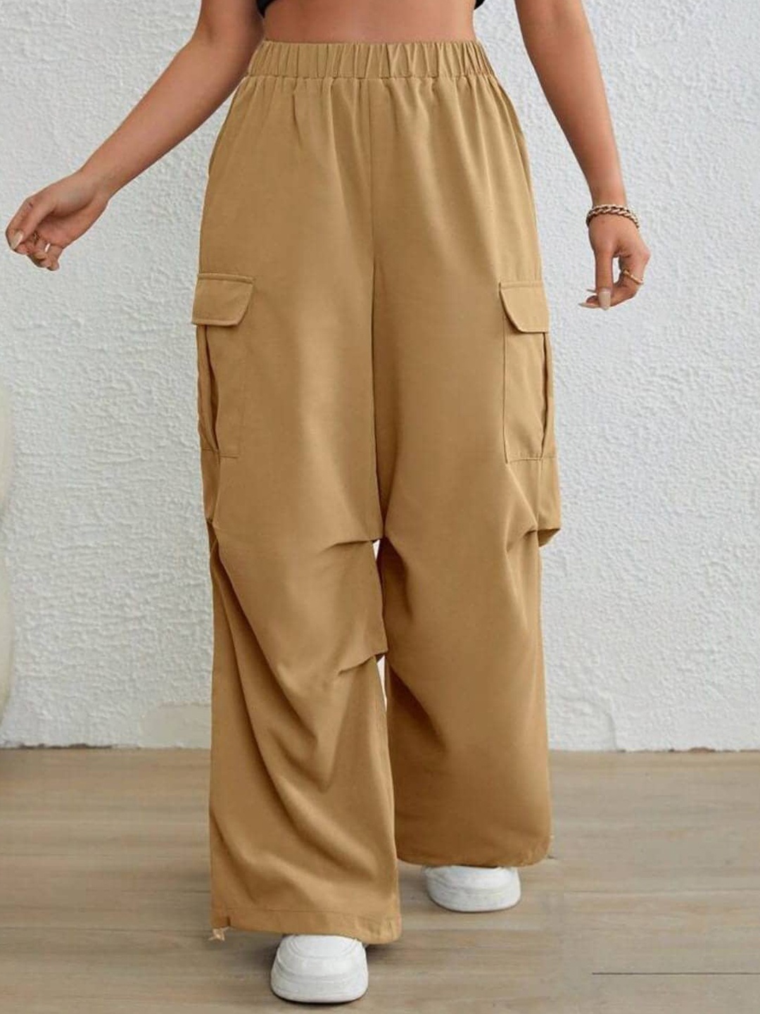 

Next One Women Smart Baggy Fit Parachute Trousers, Beige