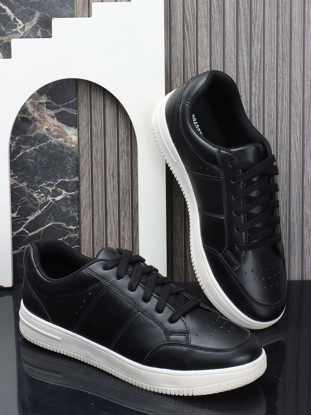 

The Roadster Lifestyle Co. Women Black Perforations Lace-Up Sneakers