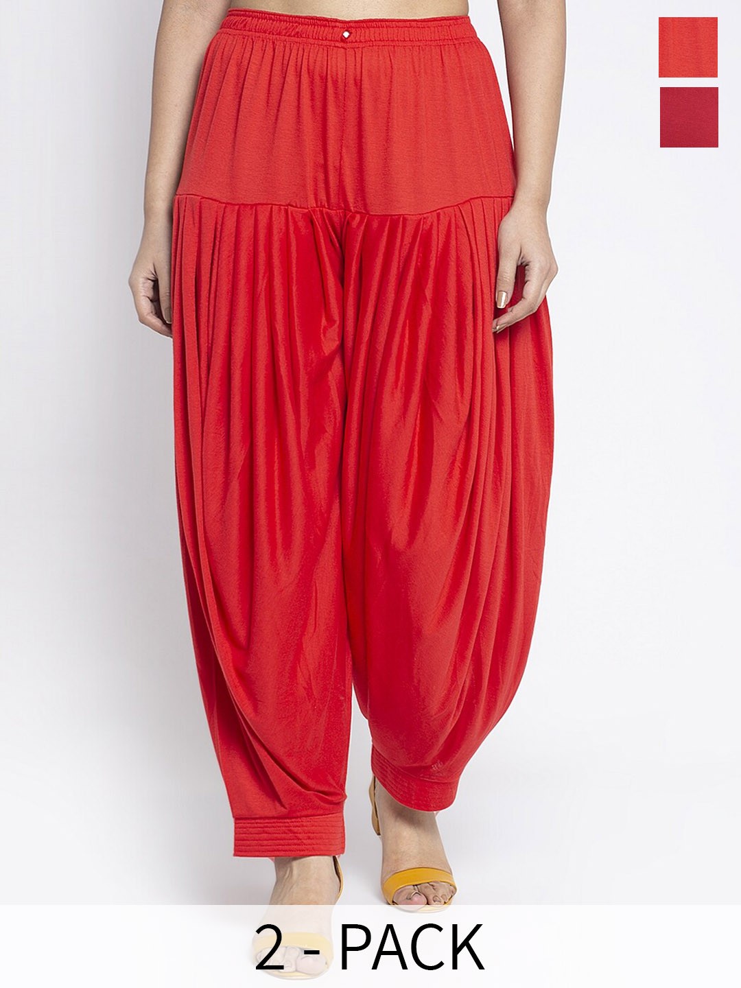 

Jinfo Women Pack Of 2 Loose Fit Patiala, Red