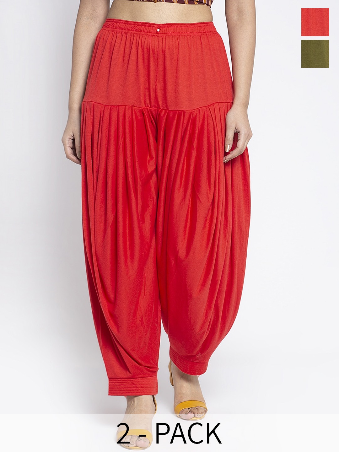 

Jinfo Women Pack Of 2 Loose Fit Patiala, Red