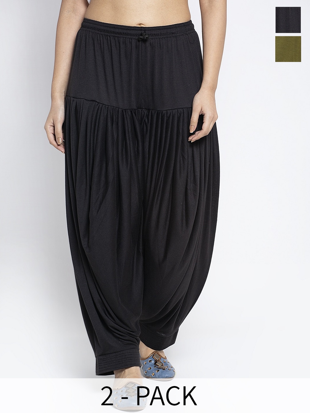 

Jinfo Women Pack Of 2 Loose Fit Patiala, Black