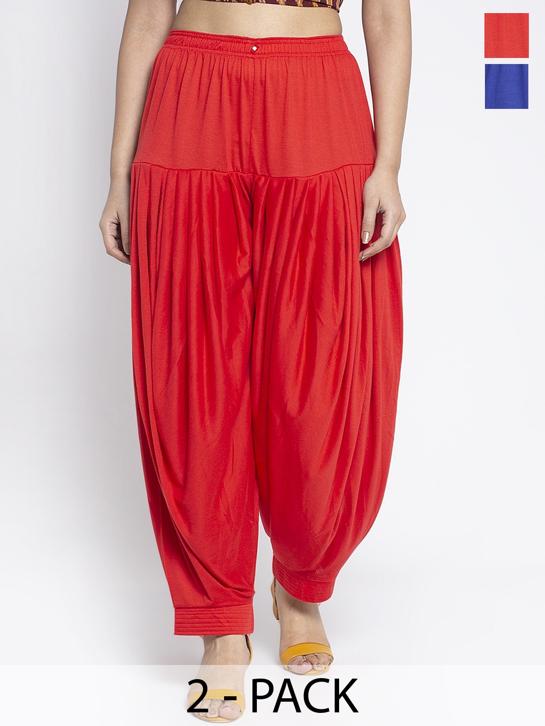 

Jinfo Women Pack Of 2 Loose Fit Patiala, Red