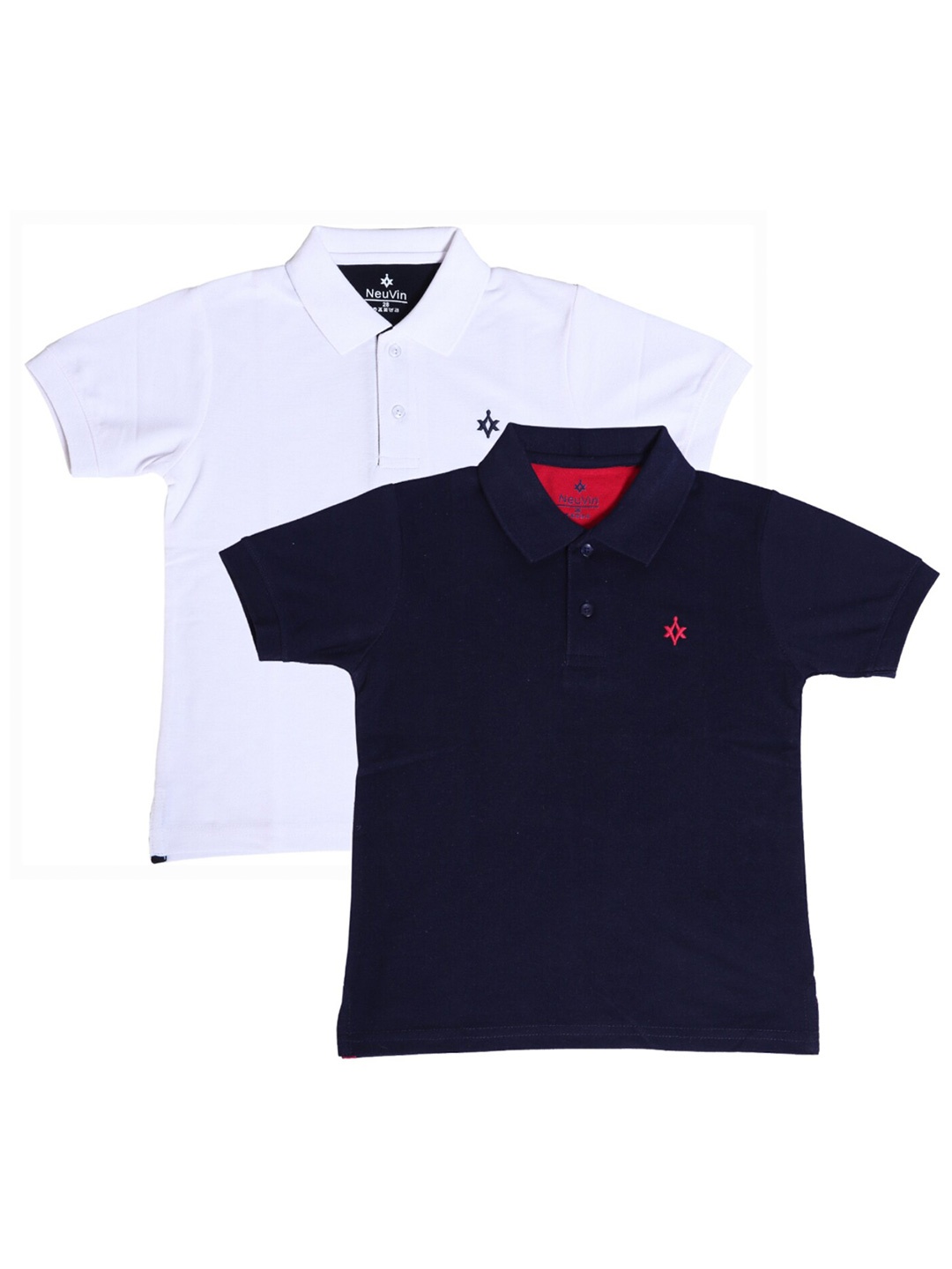 

BAESD Boys Pack Of 2 Polo Collar Applique Cotton T-shirt, White