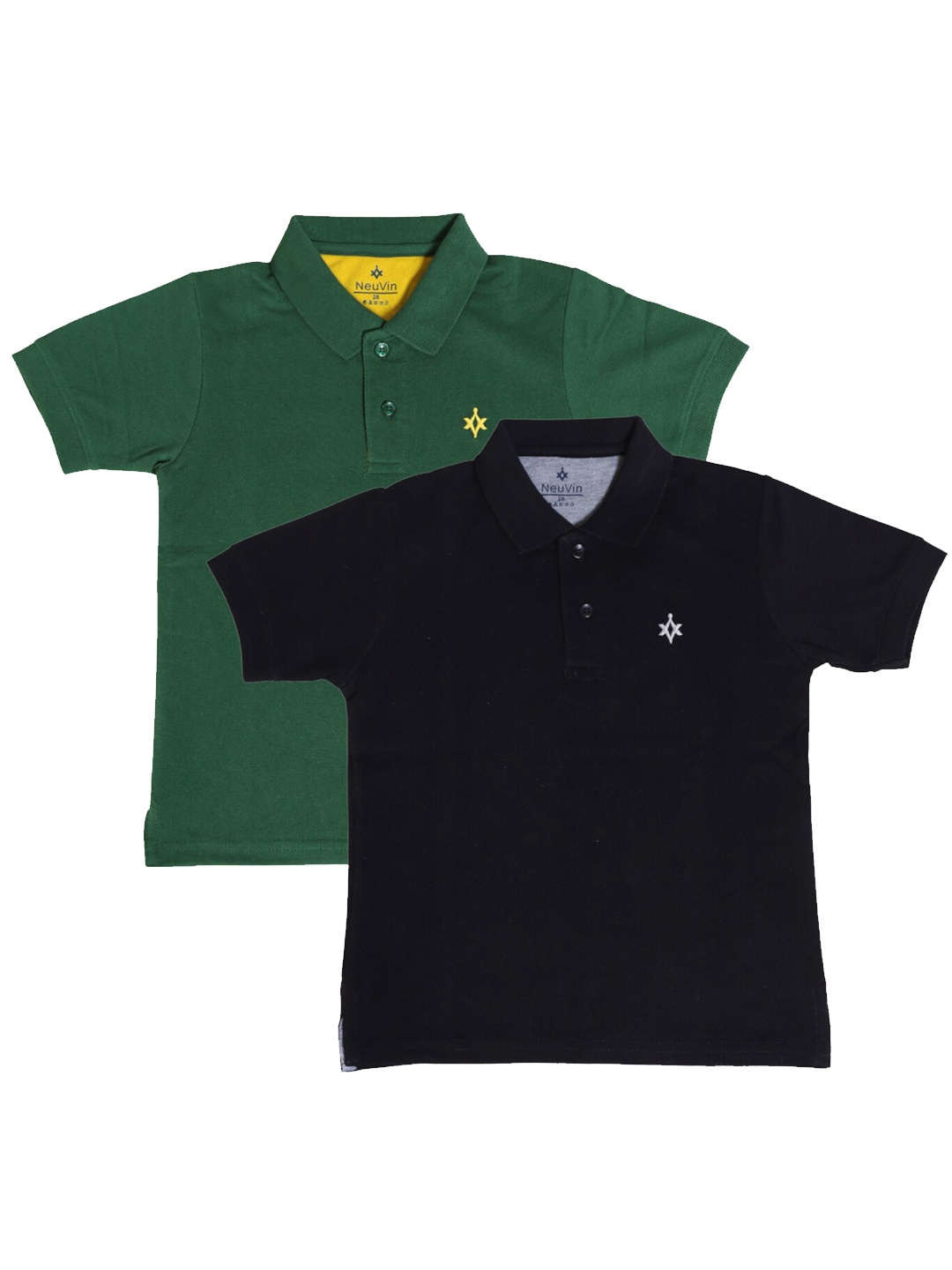 

BAESD Boys Pack of 2 Polo Collar Cotton T-shirts, Green