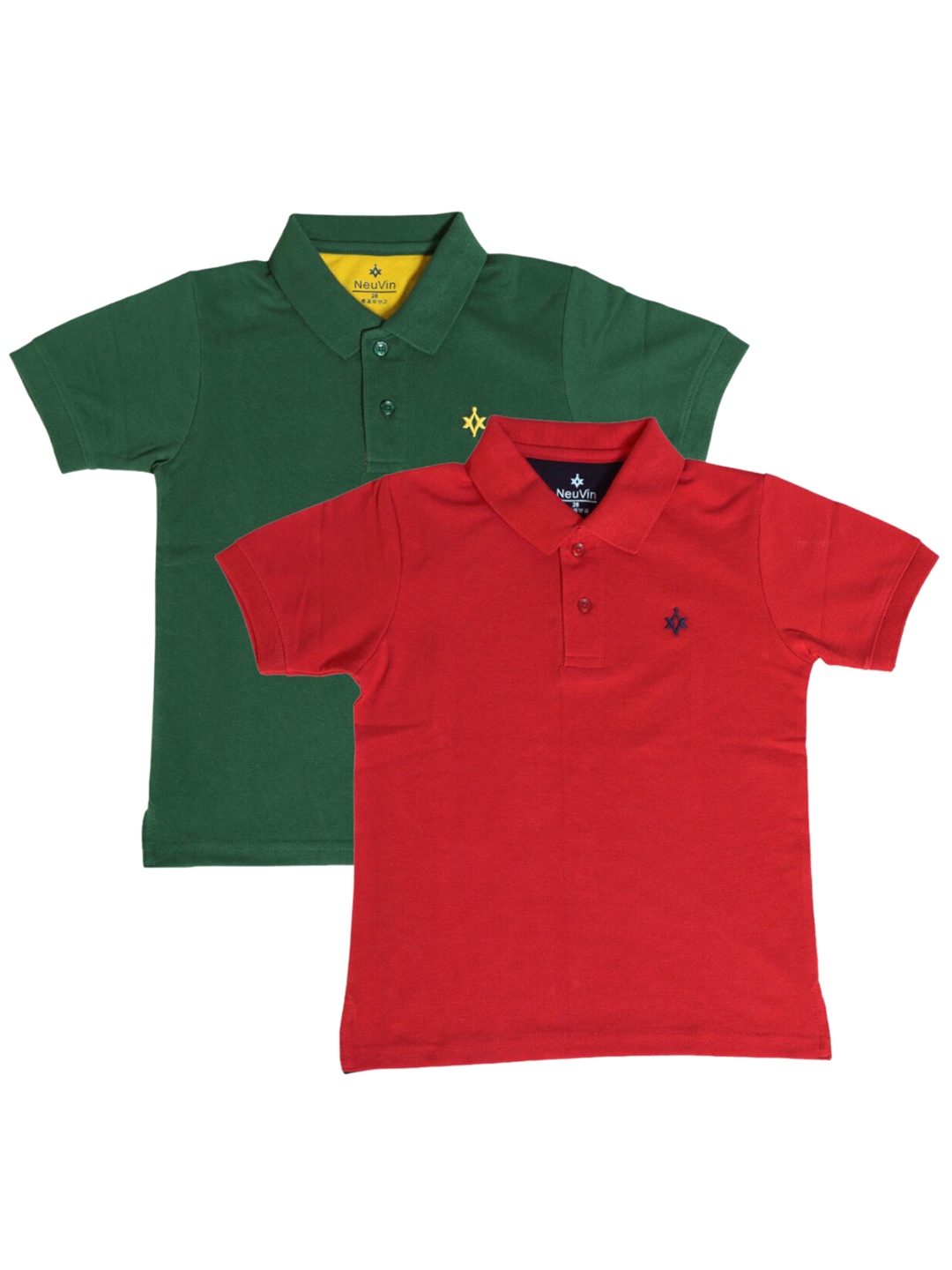 

BAESD Boys Pack of 2 Polo Collar Cotton T-shirts, Green