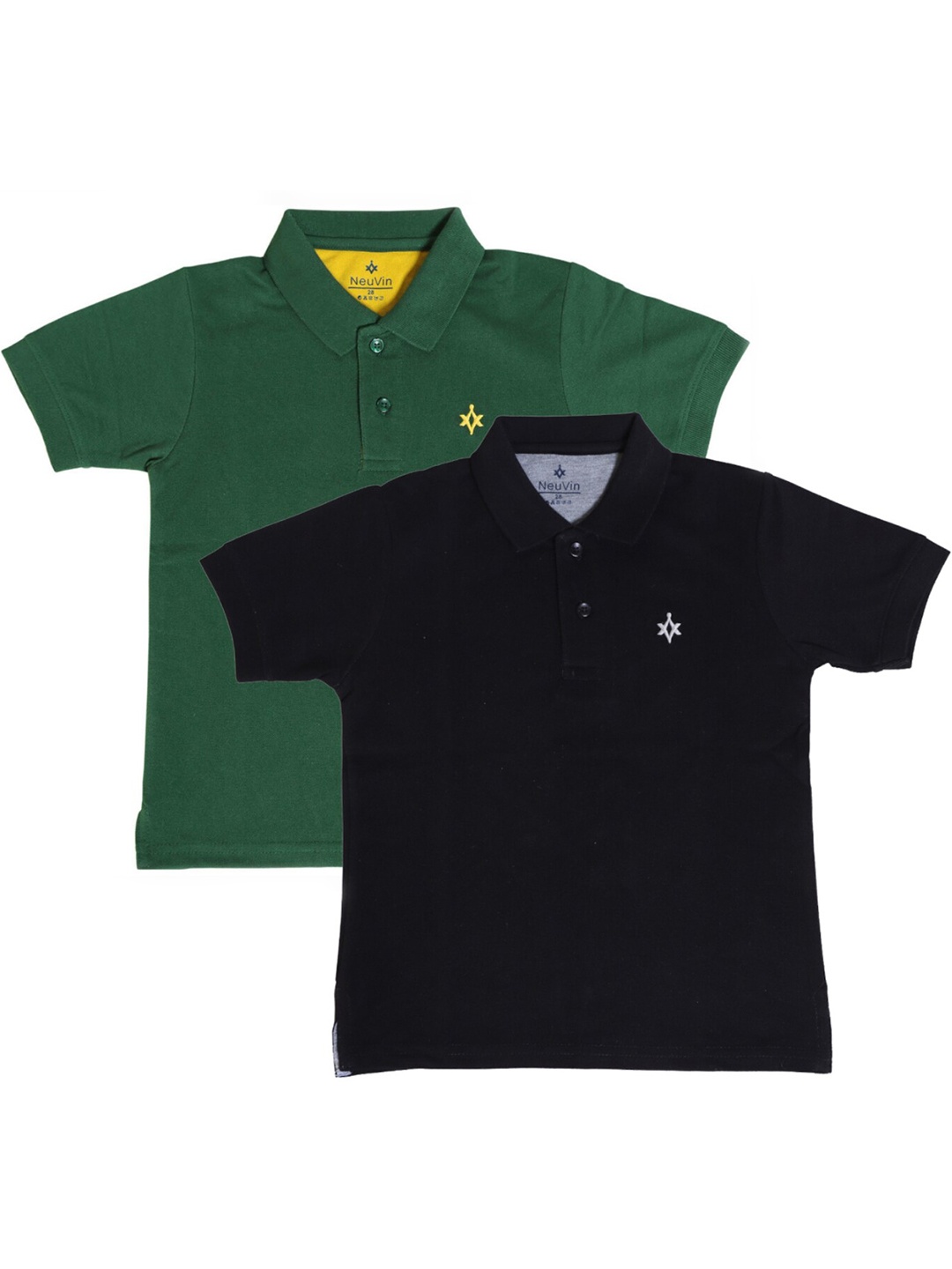 

BAESD Boys Pack Of 2 Polo Collar Cotton T-shirt, Green