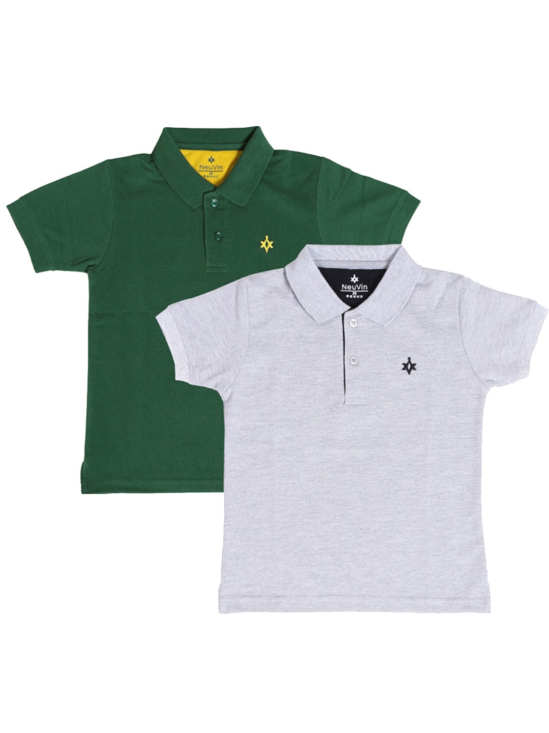 

BAESD Boys Pack Of 2 Polo Collar Cotton T-shirt, Green