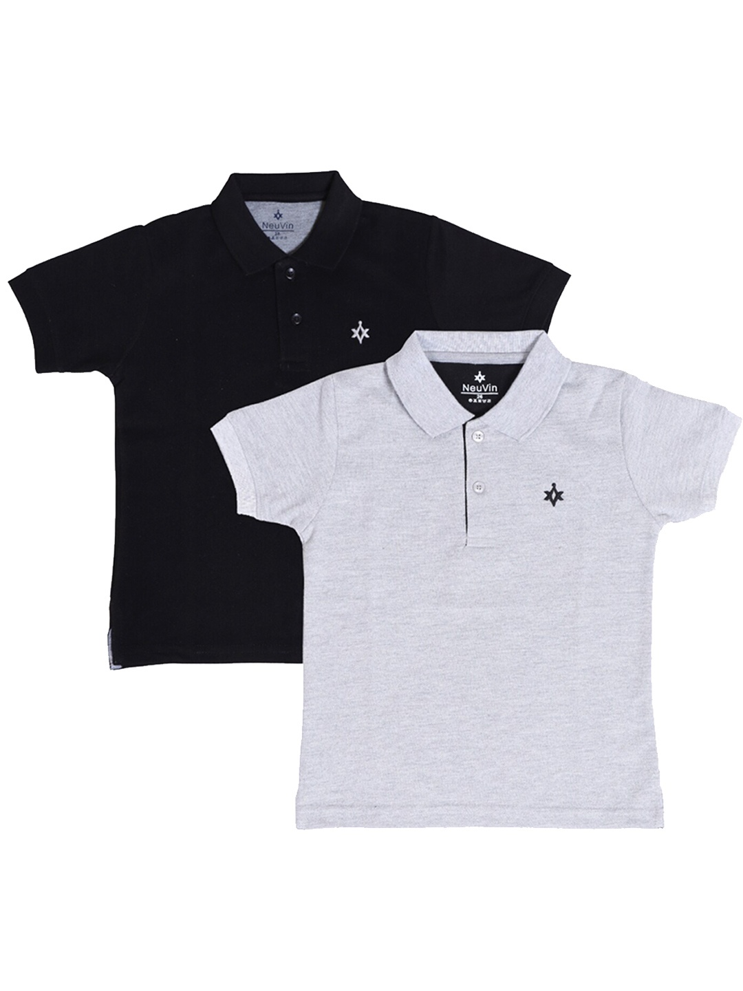 

BAESD Boys Pack of 2 Polo Collar Cotton T-shirts, Black