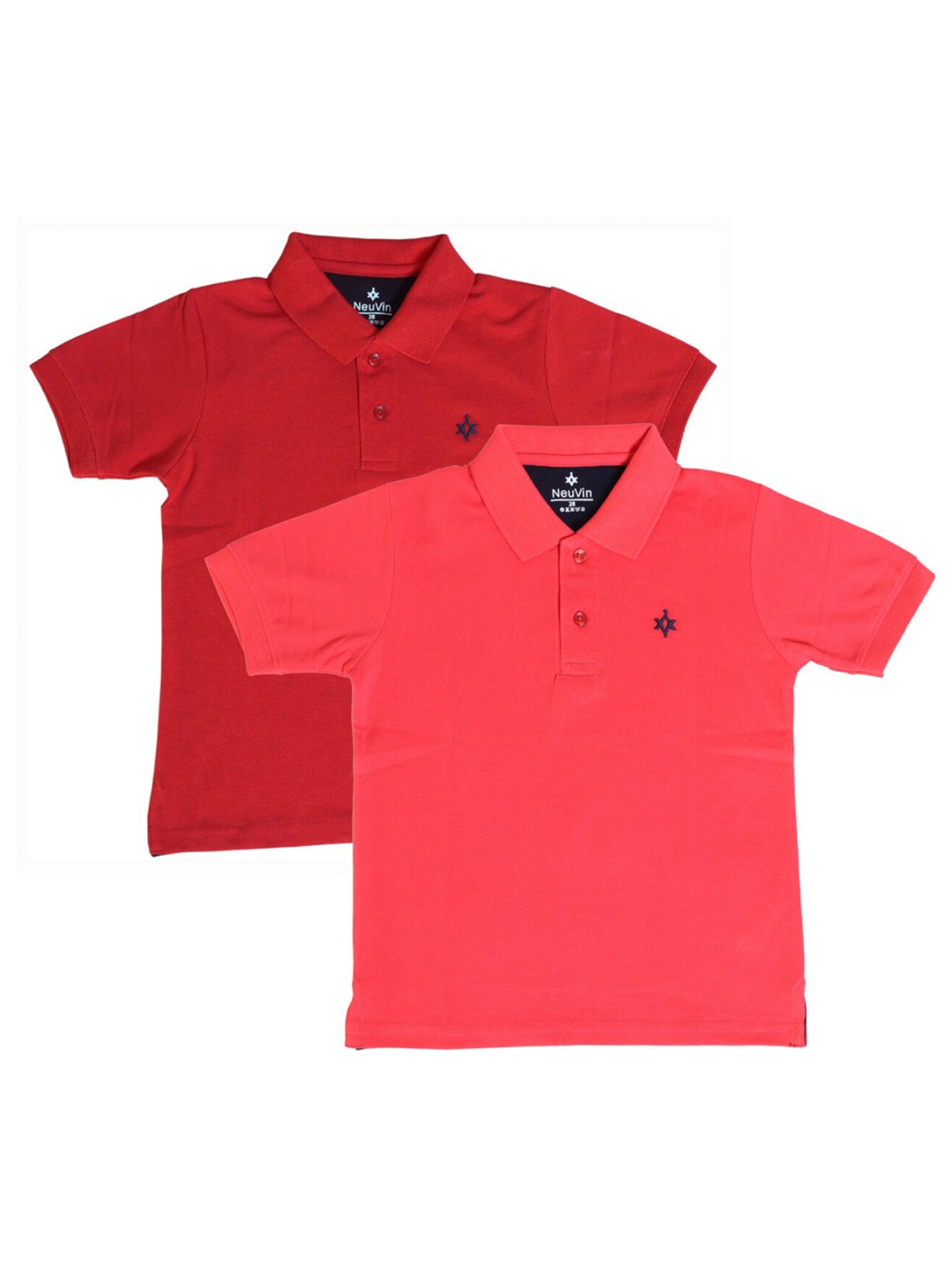 

BAESD Boys Pack Of 2 Polo Collar Cotton T-shirt, Red