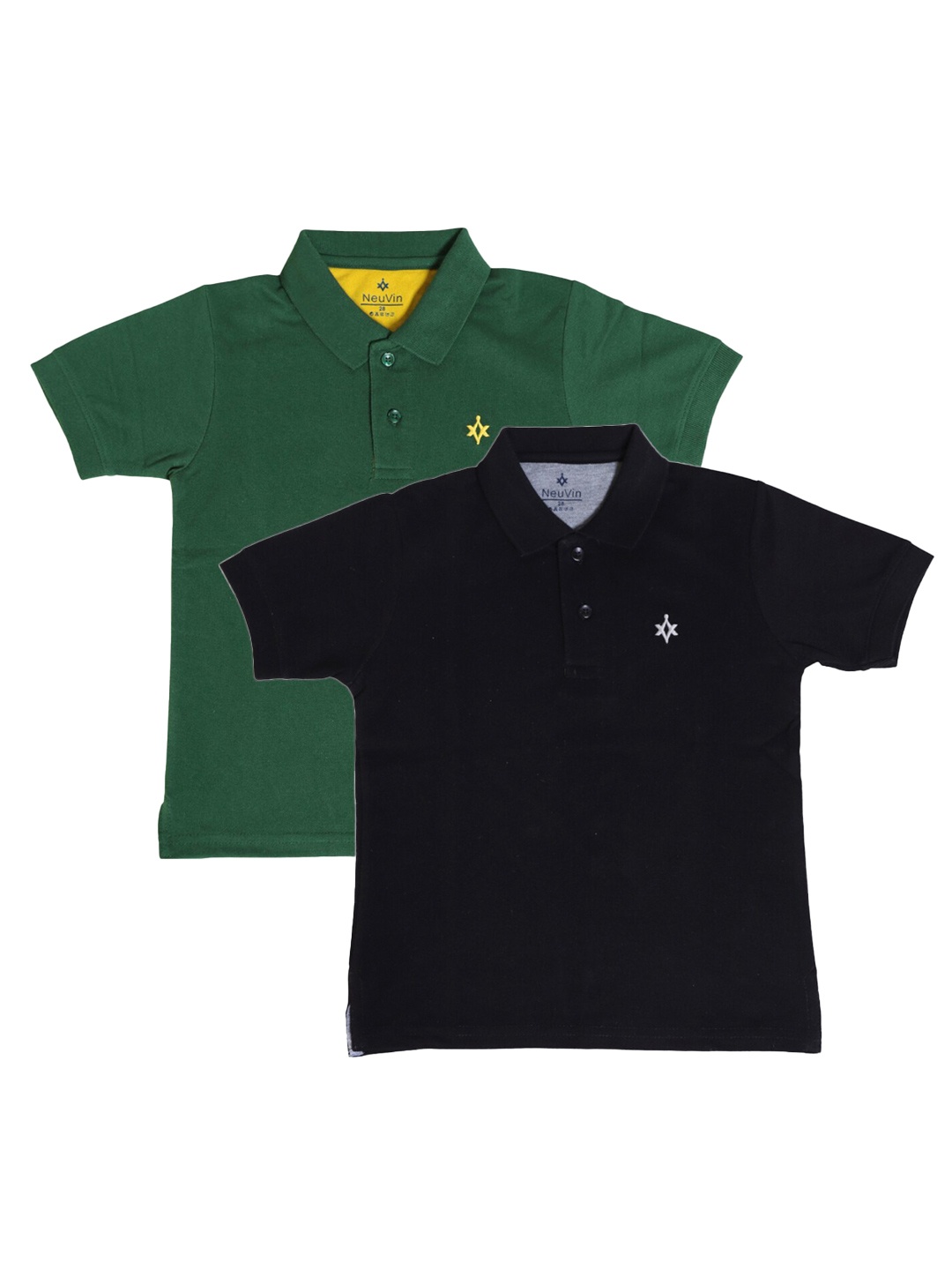 

BAESD Boys Pack Of 2 Polo Collar Cotton T-shirt, Green