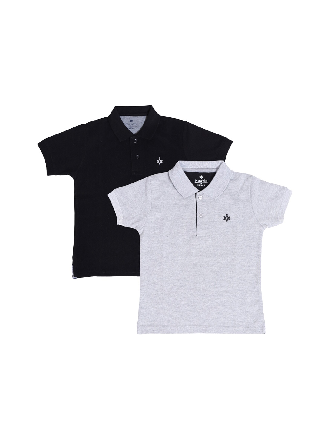 

BAESD Boys Pack of 2 Polo Collar Cotton T-shirts, Black