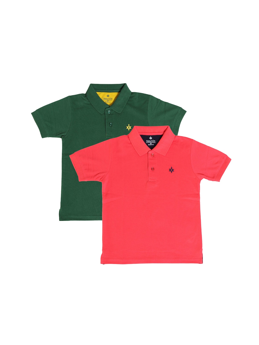 

BAESD Boys Pack of 2 Polo Collar Cotton T-shirts, Green