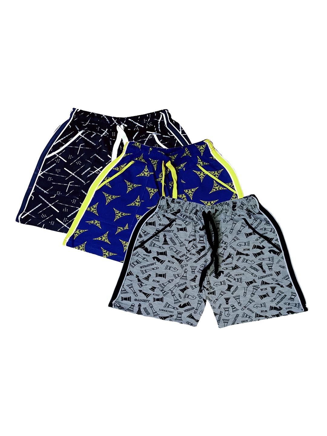 

BAESD Boys Pack Of 3 Printed Cotton Shorts, Navy blue
