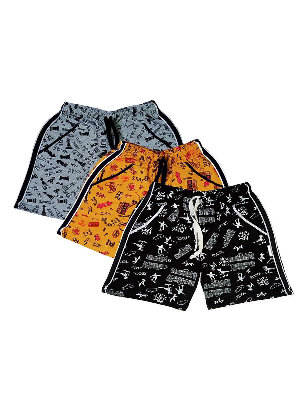 

BAESD Boys Pack Of 3 Printed Cotton Shorts, Grey