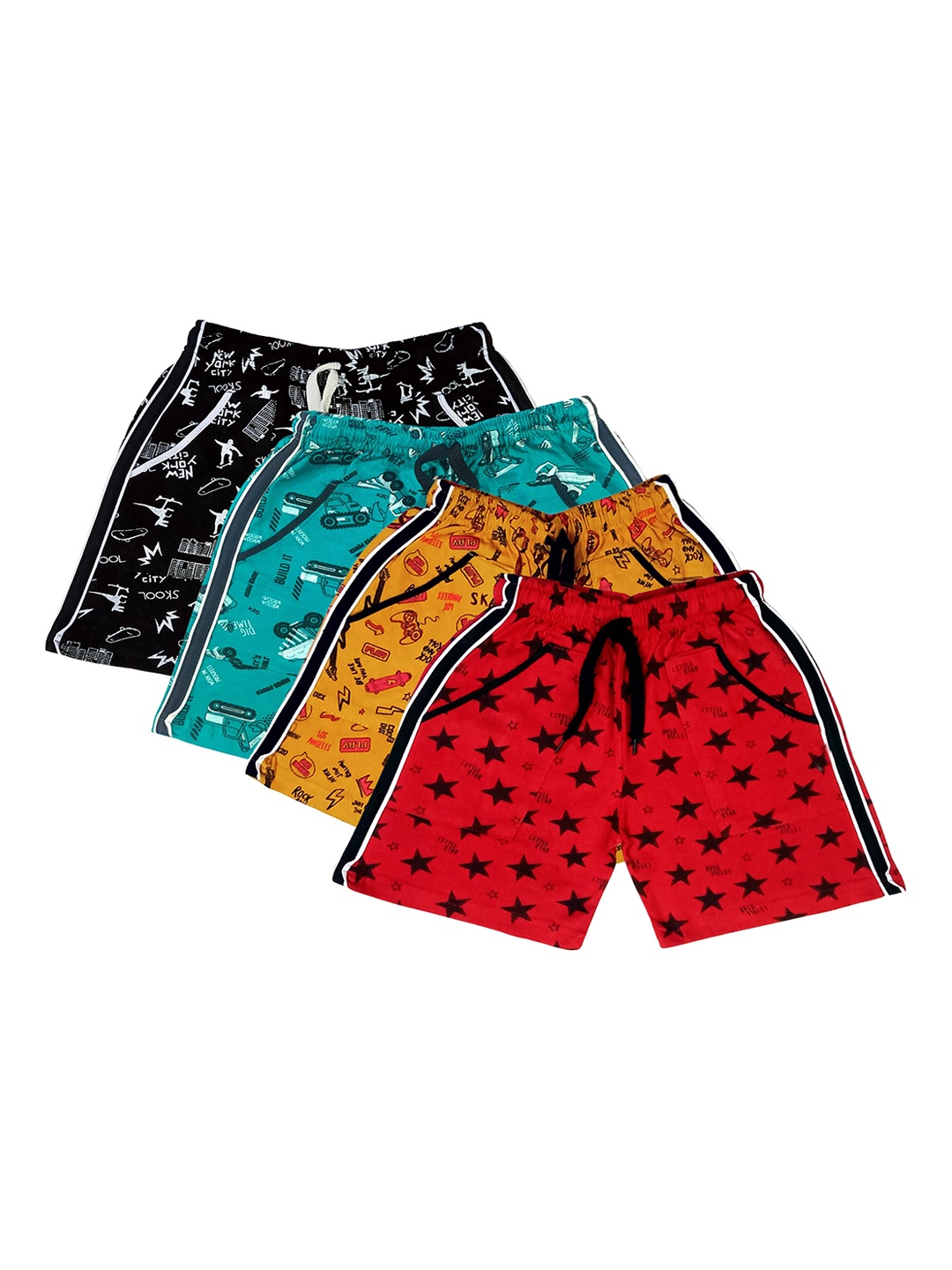 

BAESD Boys Pack Of 4 Printed Cotton Shorts, Black