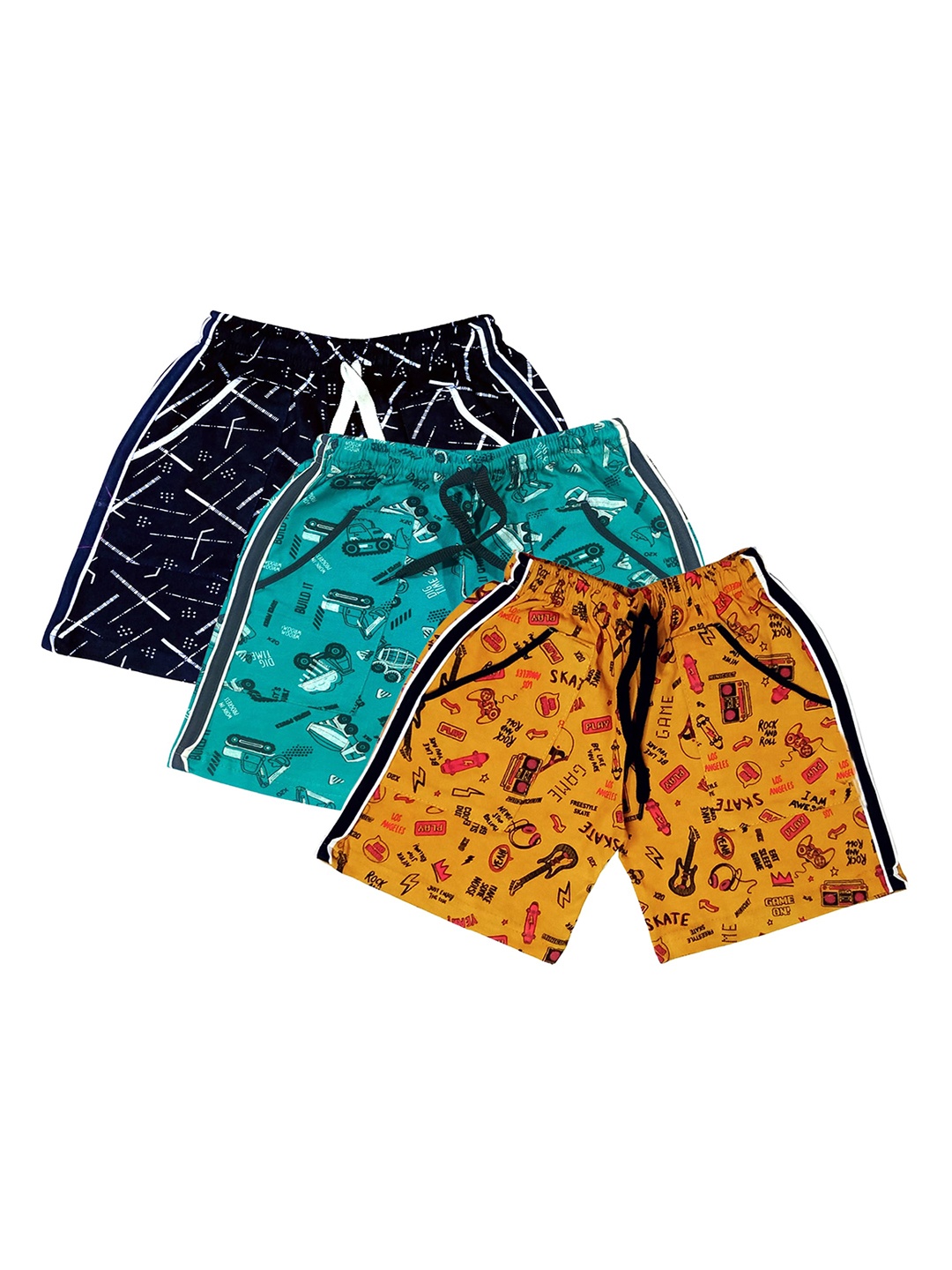 

BAESD Boys Pack Of 3 Printed Cotton Shorts, Navy blue