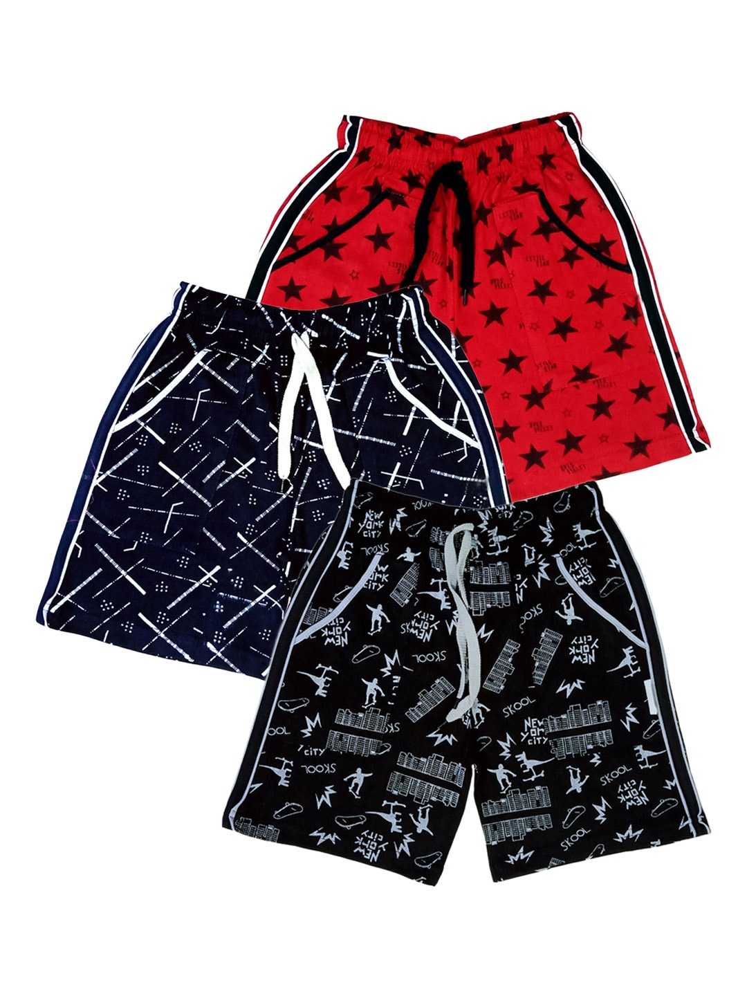 

BAESD Boys Pack Of 3 Printed Cotton Shorts, Red