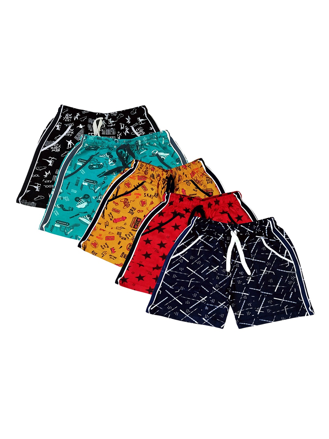 

BAESD Boys Pack Of 5 Conversational Printed Shorts, Blue