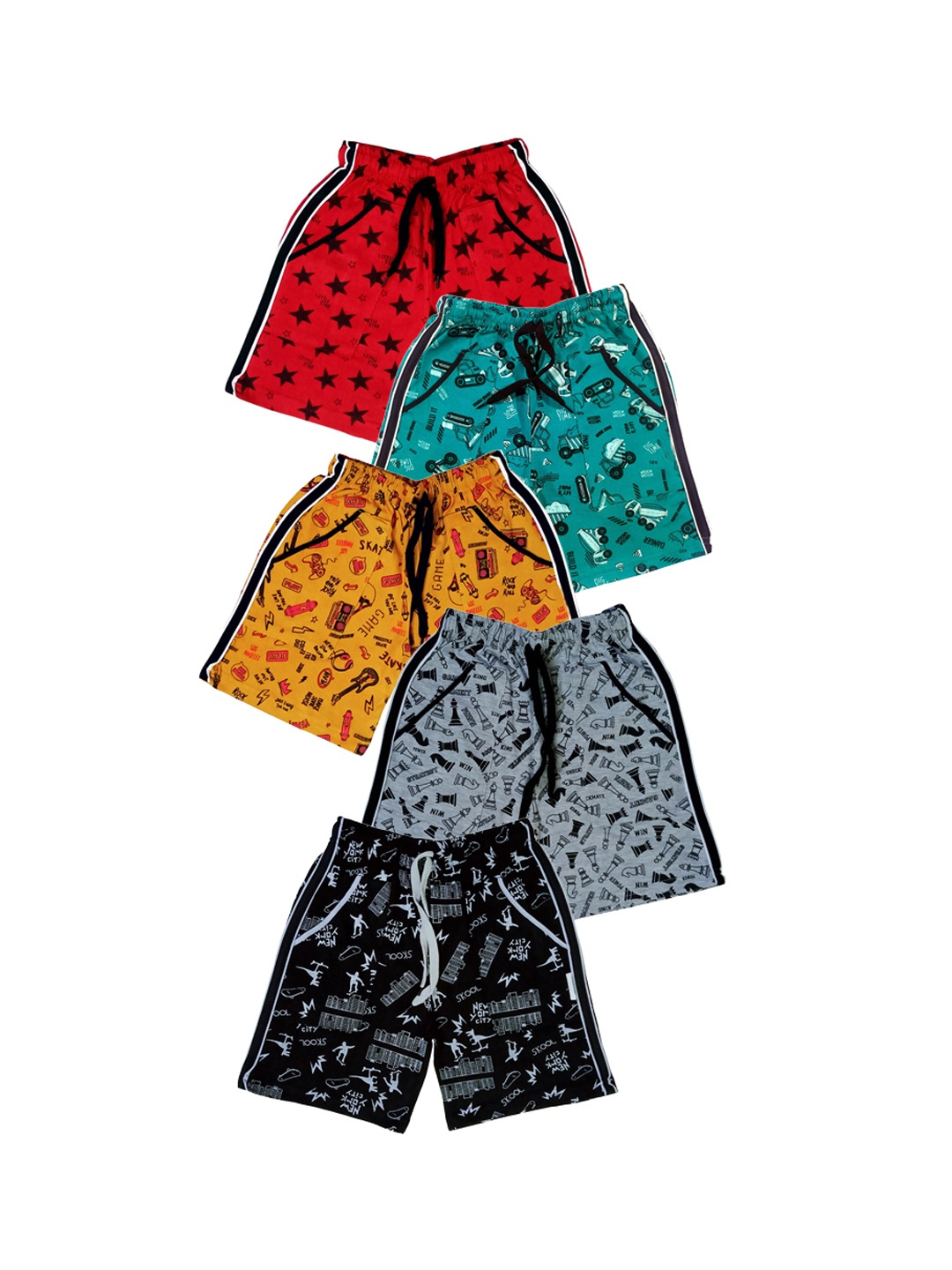 

BAESD Boys Pack Of 5 Printed Cotton Shorts, Red