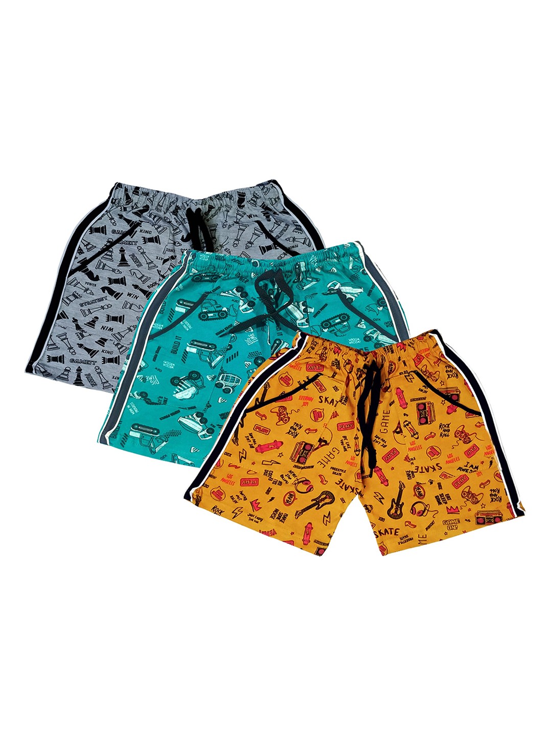 

BAESD Boys Pack Of 3 Printed Cotton Shorts, Grey