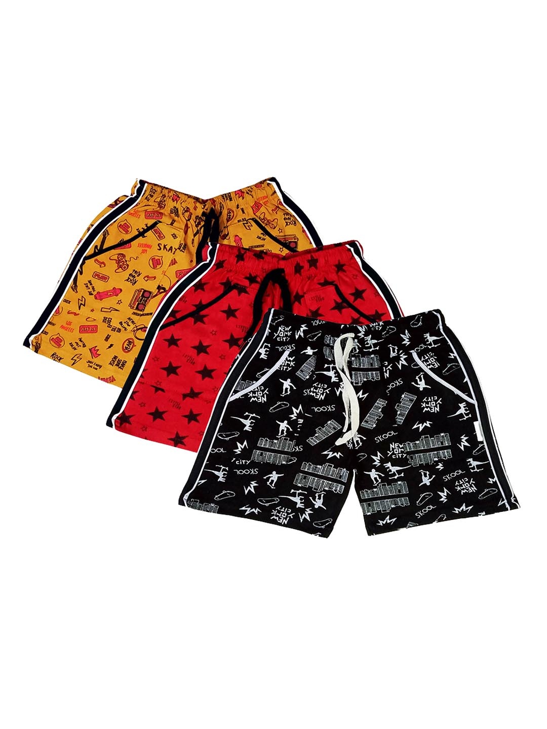 

BAESD Boys Pack Of 3 Printed Cotton Shorts, Yellow