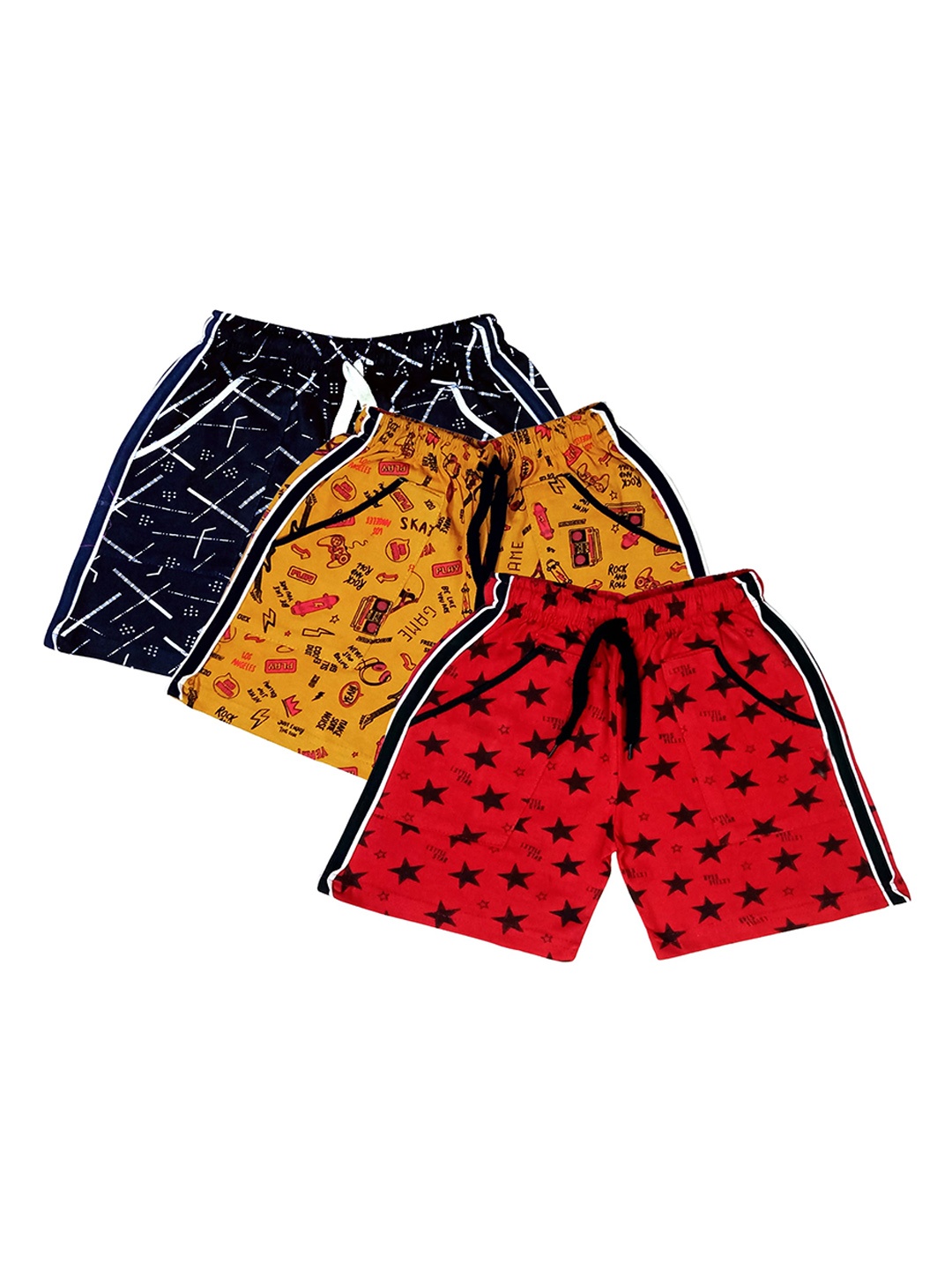 

BAESD Boys Pack Of 3 Printed Cotton Shorts, Navy blue