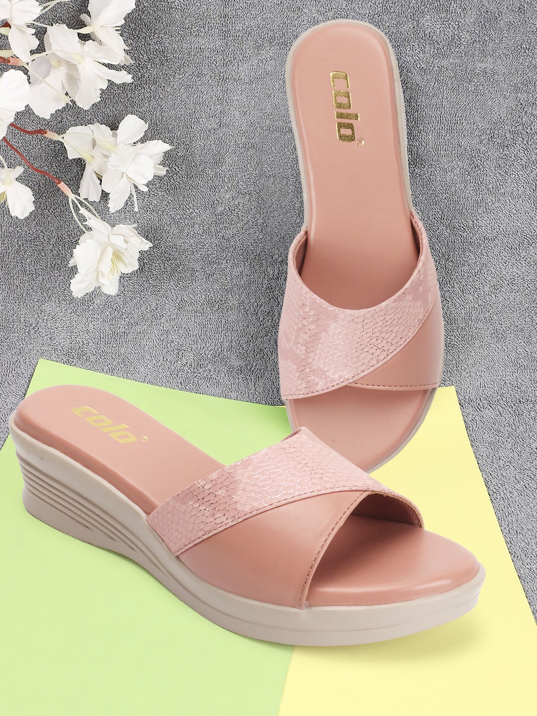 

Colo Textured Wedge Heels, Peach