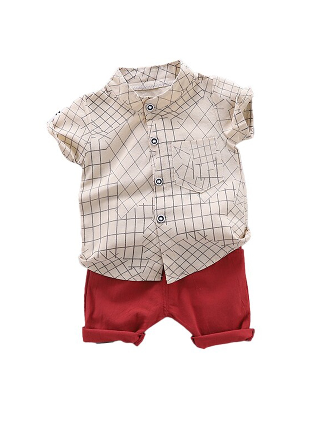 

StyleCast Boys Checked Shirt with Shorts, Khaki