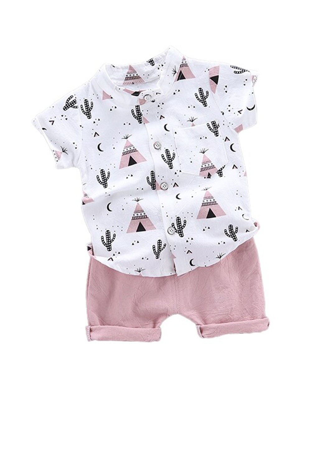 

StyleCast Boys White Graphic Printed Shirt with Shorts, Pink