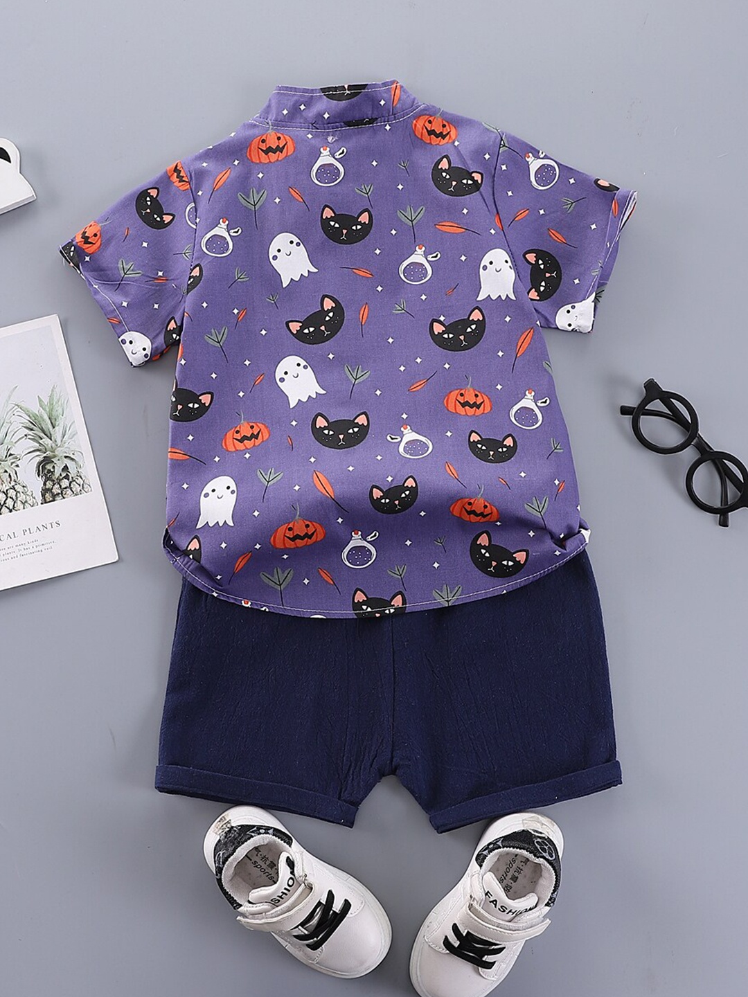 

StyleCast Boys Conversational Printed Shirt with Shorts, Purple