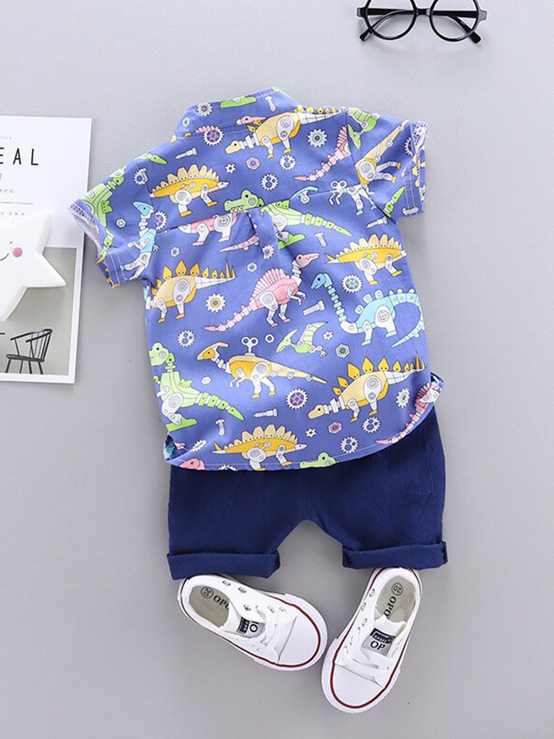 

StyleCast Infant Boys Printed Shirt with Shorts, Blue