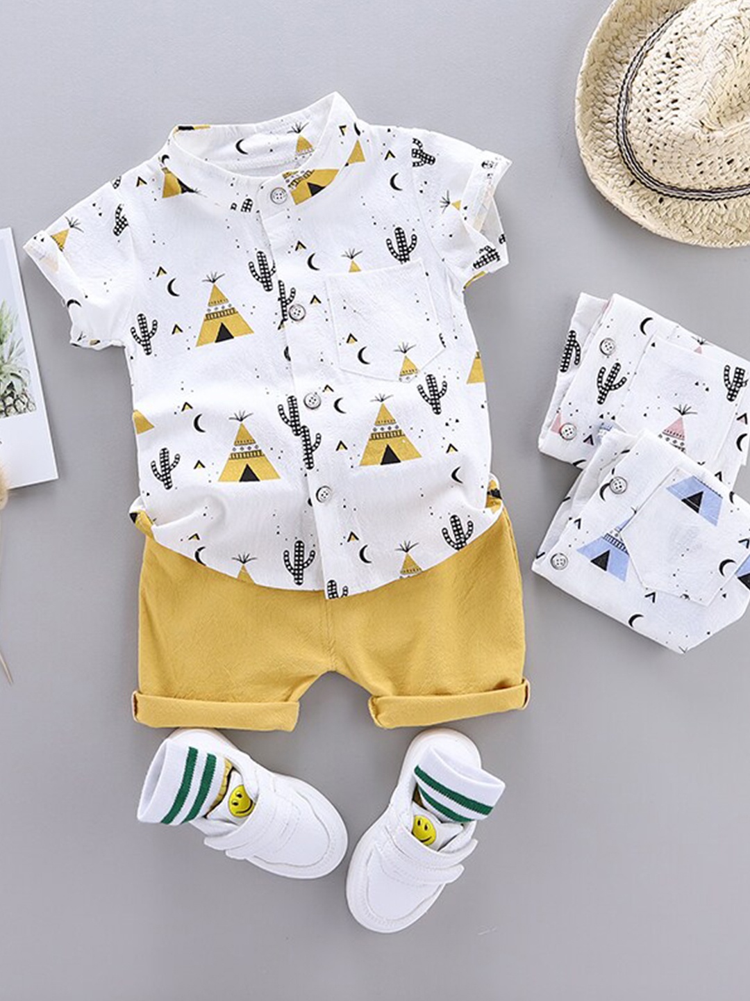 

StyleCast Boys Printed Shirt With Shorts Clothing Set, Yellow