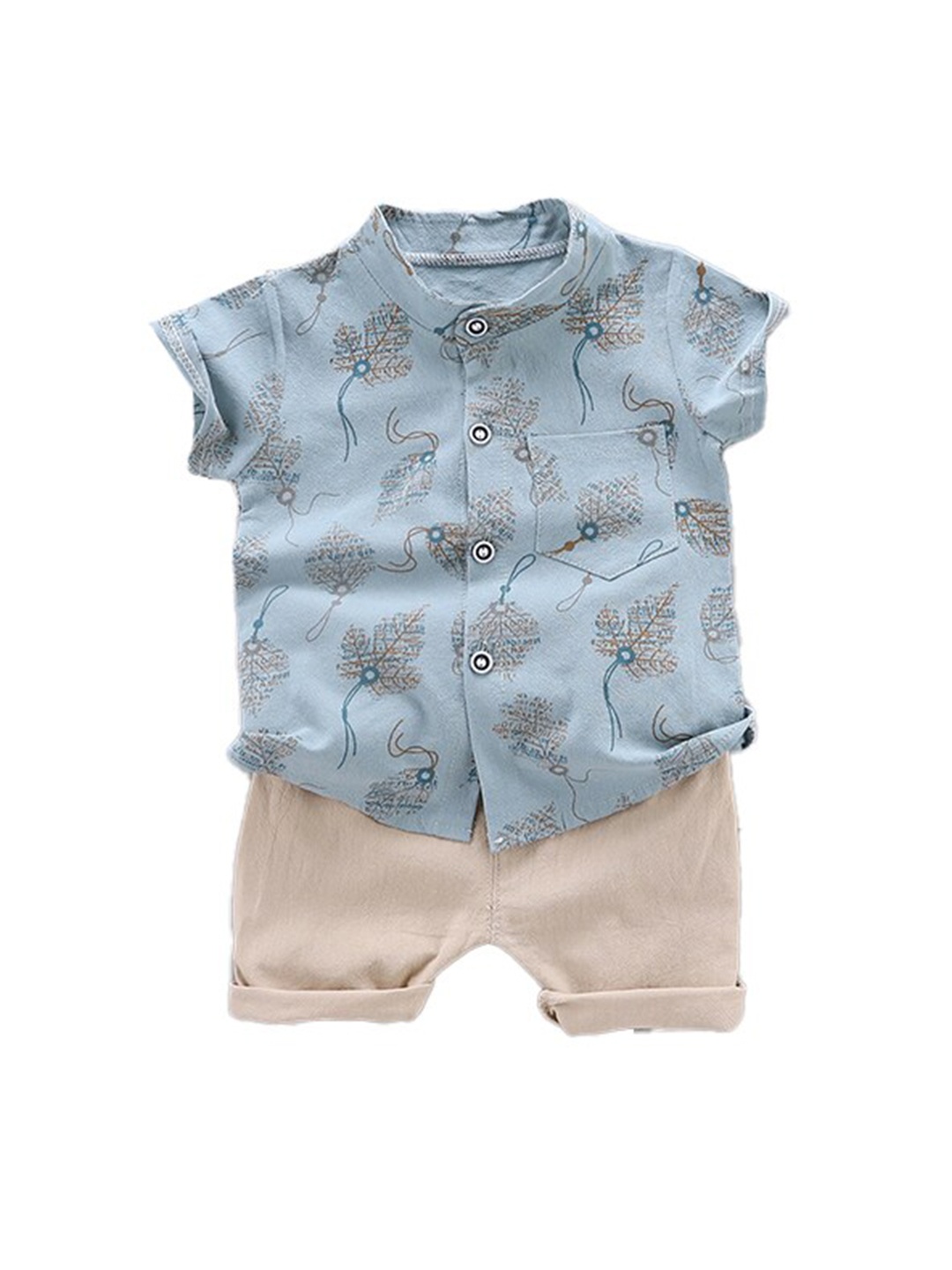 

StyleCast Boys Blue & Cream Printed Shirt with Shorts