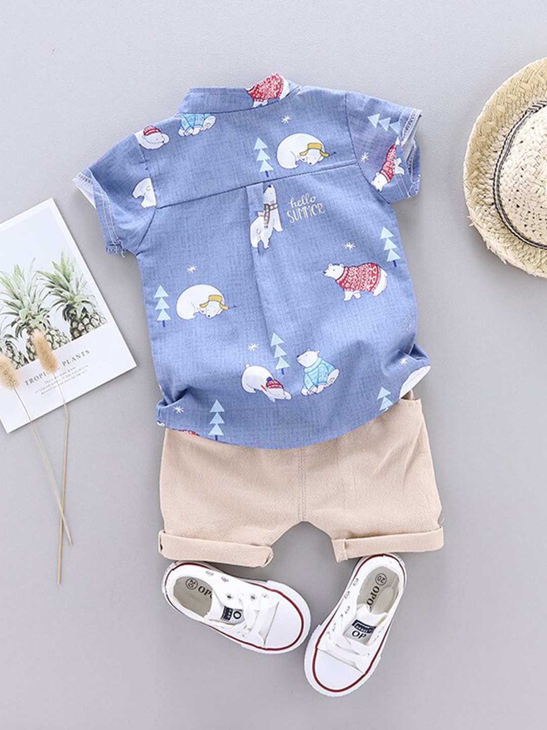 

StyleCast Boys Blue & Cream-Coloured Printed Shirt with Shorts