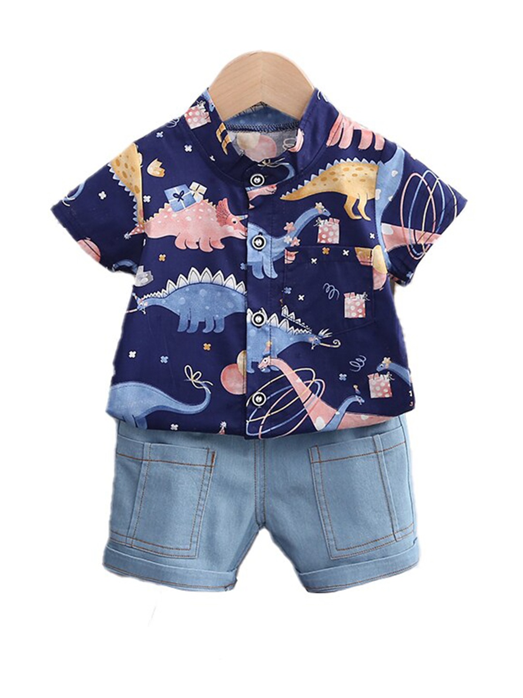 

StyleCast Boys Graphic Printed Shirt with Shorts, Navy blue