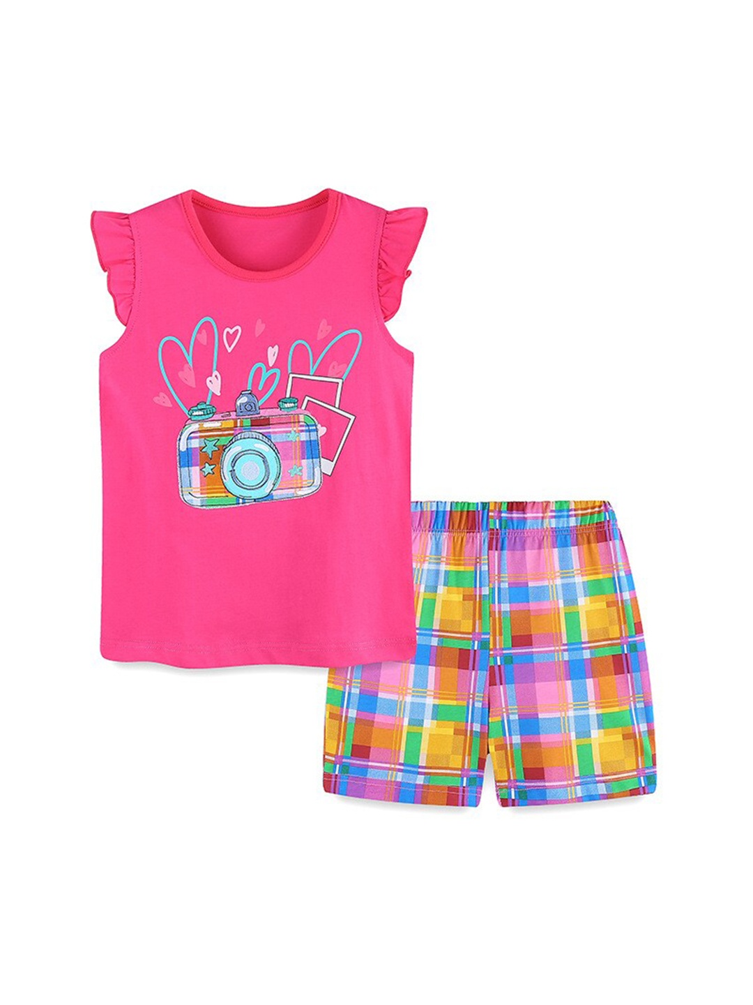 

StyleCast Girls Fuschia Graphic Printed Top with Shorts, Fuchsia