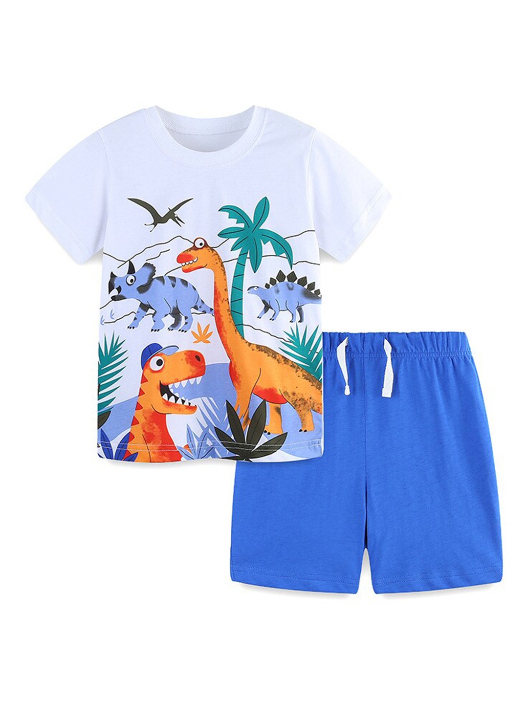 

StyleCast Boys Blue Graphic Printed Pure Cotton Top with Shorts