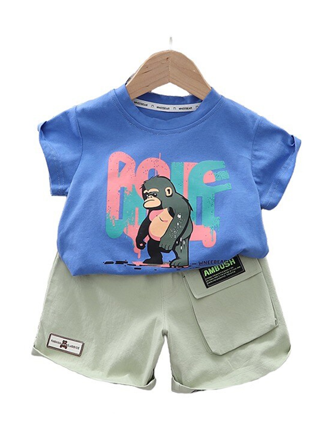 

StyleCast Kids Grey & Blue Printed Pure Cotton T-shirt with Shorts