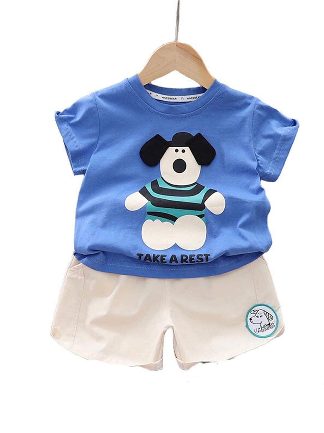 

StyleCast Blue Infant Kids Printed Pure Cotton T-shirt with Shorts