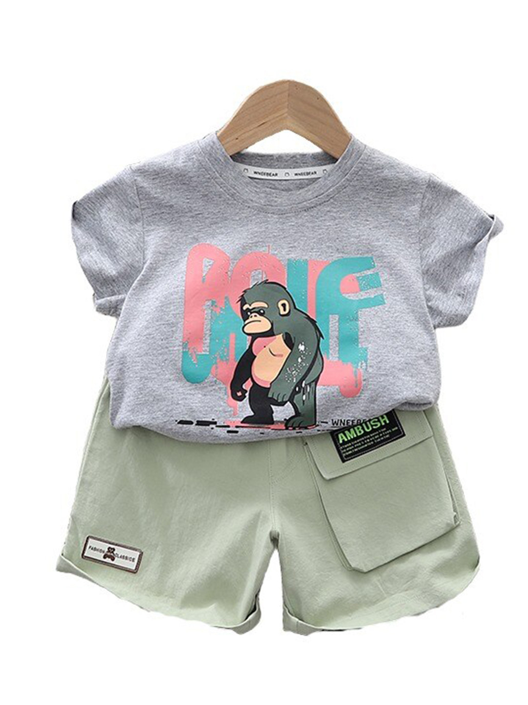 

StyleCast Grey Infant Kids Printed Pure Cotton T-shirt with Shorts