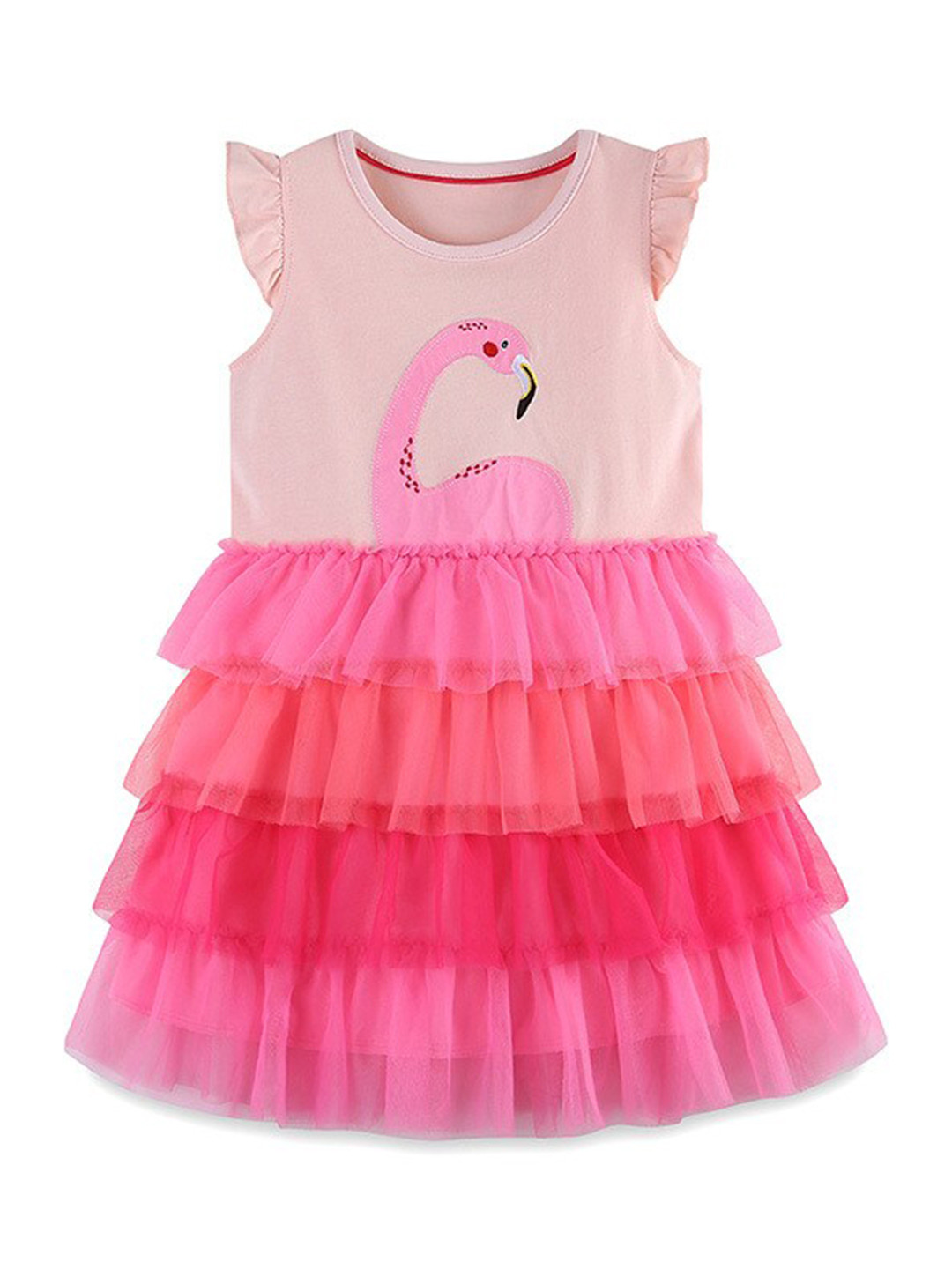 

StyleCast Girls Pink Graphic Printed Layered Cotton Fit & Flare Dress