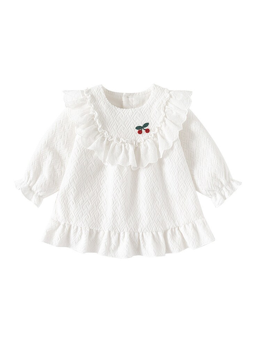 

StyleCast Girls White Self Design A-Line Cotton Dress