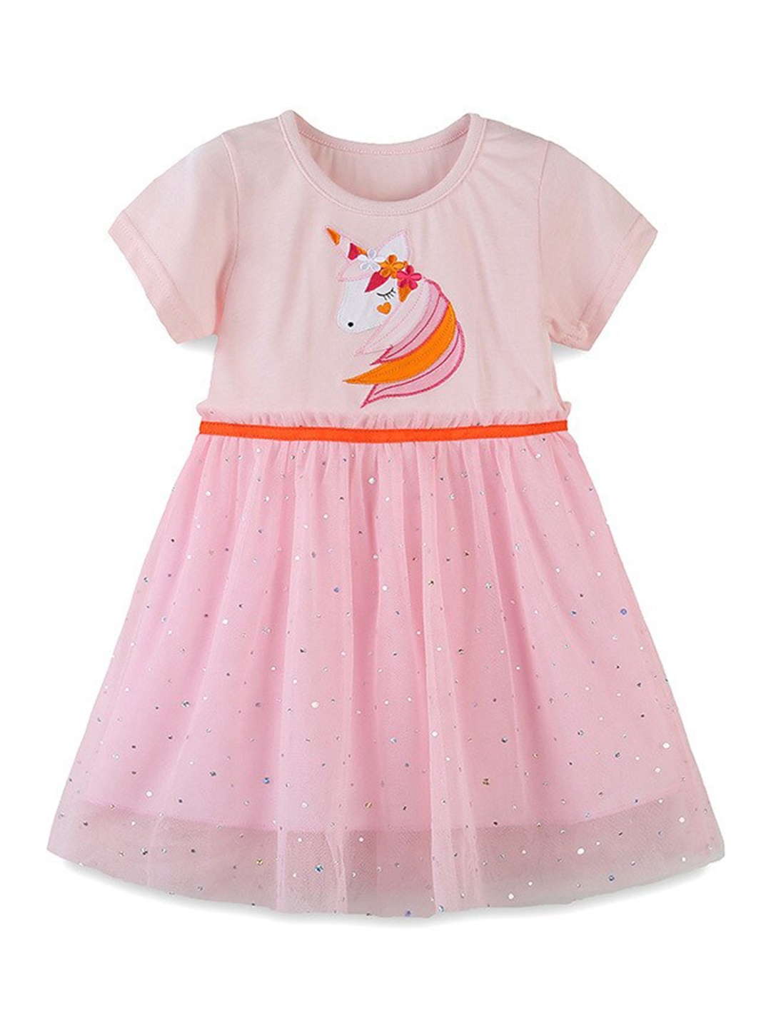 

StyleCast Girls Pink Graphic Printed Cotton Fit & Flare Dress